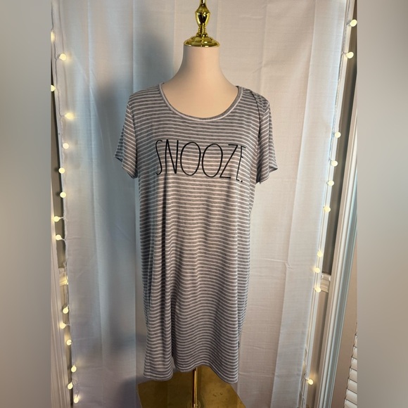 Rae Dunn Other - Rae Dunn Gray Striped Pajama Dress